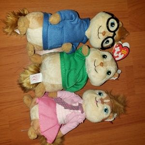 3 Chipmunks Ty Plushies